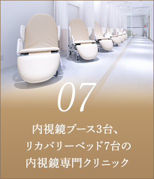 内視鏡ブース3台、リカバリーベッド7台の内視鏡専門クリニック